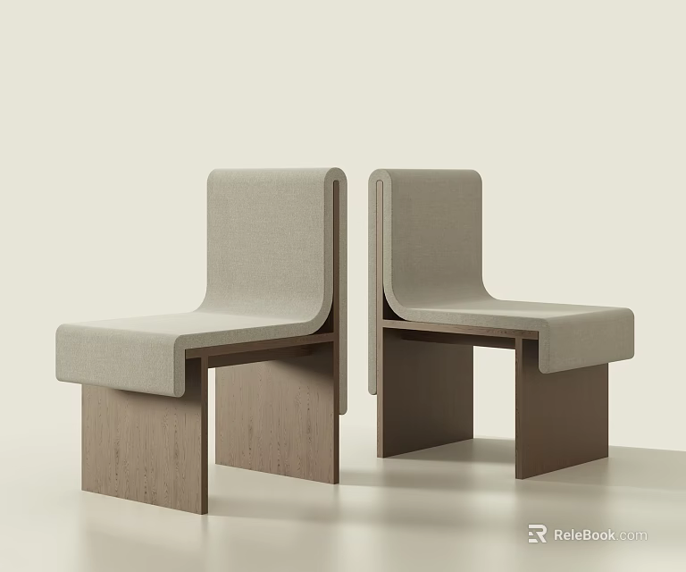 Modern Minimalist Dining Chairs With Upholstered Seats And Wooden Frames 3d model 