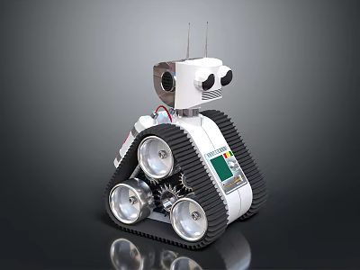 Smart Robot With Tracked Wheels Camera Sensors And Mechanical Components Design 3d model