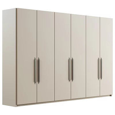 Sleek Modern Storage Cabinet With Light Colored Doors And Metallic Handles For Home Use 3d model