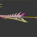 Fantasy Spiked Metallic Weapon With Ornate Gold Accents And Long Handle