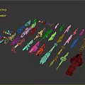 Various Modern And Futuristic Weapon Designs With Colorful Styles And Different Types