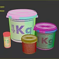 Household Storage Buckets With 4Kg 1Kg 300g and 75g Weight Labels