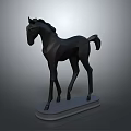 Elegant Minimalist Black Horse Sculpture With Gray Base And Modern Design