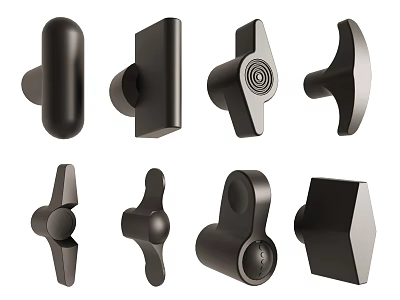 Modern Cabinet Handles With Various Sleek Designs And Geometric Shapes For Furniture 3d model