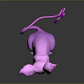 Stylish Pink Game Movie Character Featuring Large Ears And Curled Tail