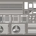 Various Air Conditioner Vents With Different Grille Designs And Wall Mounted Units 3d model