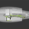 Futuristic Transparent Spaceship Engine With Glowing Green Energy Lines And Mechanical Structures