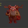 Anthropomorphic Red Fox Character With Twigs On Back Wearing Vest And Striped Pants