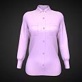 Light Purple Long Sleeve Collared Shirt With Buttoned Front Chest Pockets And Cuffed Sleeves