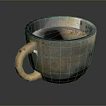 Speckled Ceramic Mug With Black Gray Body And Orange Handle Unique Design