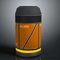 Cylindrical Speaker Device With Mesh Top Black Bottom Orange Middle Section And Ba2096 Label