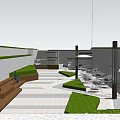 Modern Scenic Feature Wall Design With Lush Greenery Seating And Paved Pathways