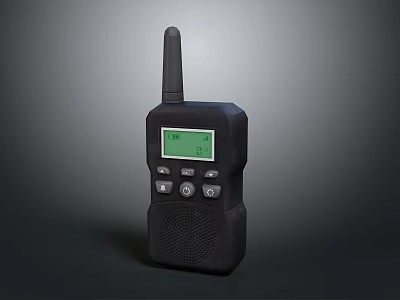 Black Portable Walkie Talkie With Antenna LCD Screen Channel Display And Control Buttons 3d model