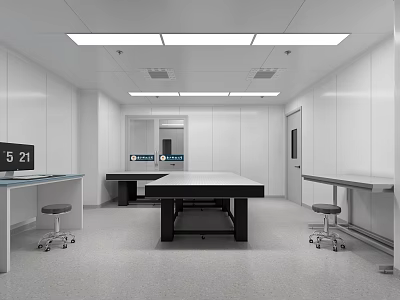 Modern Clean Laboratory With Tables Stools And Displays 3d model
