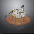 Lunar Lander Model With Antenna And Landing Legs On Moon Surface Brown Soil