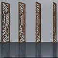 Modern Wooden Hinged Doors With Leaf Carved Patterns For Interior Design 3d model