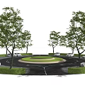 Eco friendly Parking Lot Featuring Circular Layout Central Green Area And Surrounding Trees