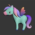 Cute Teal Unicorn Doll With Pink Purple Mane Wings And Blue Hooves