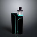 Sleek Black Vaping Device With Blue LED Light And Transparent Atomizer Tank