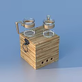 Wooden Storage Box With Metal Lock Ring Handle And Side Holes For Home Use