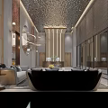 Modern Luxury Restaurant Featuring Fish Shaped Chandeliers Large Windows Ocean View Yellow Seats Marble Flooring