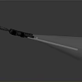 Black Tactical Gun With Attachments And Laser Beam On Grey Background