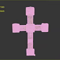 Artistic Golden Cross Sculpture with Intricate Carvings and Gemstone Accents