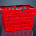 Red Plastic Storage Basket With Grid Design And Handles For Household Use 3d model