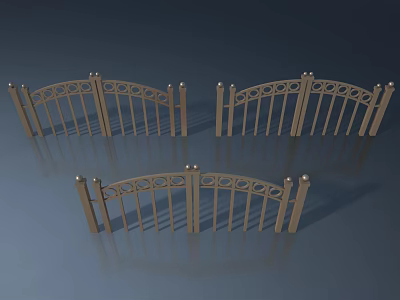 Ornate Metal Swing Doors With Decorative Arch Railing And Three Classic Designs 3d model