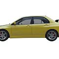 Yellow Sporty Sedan Car With Rear Spoiler And Alloy Wheels Grille Design