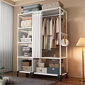 Modern Open Wardrobe With Multiple Shelves Hanging Space And Storage Bins For Organizing Clothing