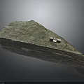Stacked Natural Stone Slabs With Green Gray Textured Surface And Top Marker