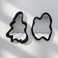 Two Black Irregular Shaped Mirrors on White Background with Light Shadow Effect 3d model