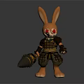 Armored Rabbit Toy Figure With Red Eyes Holding Spiked Weapon
