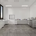 Modern Laboratory Interior With White Walls Lab Benches Equipment And Large Windows