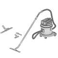 Orange And Yellow Vacuum Cleaner As Household Electrical Appliance With Attachments Wheels And Hose