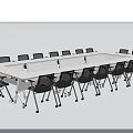 White Rectangular Conference Table With Black Rolling Chairs For Office Use