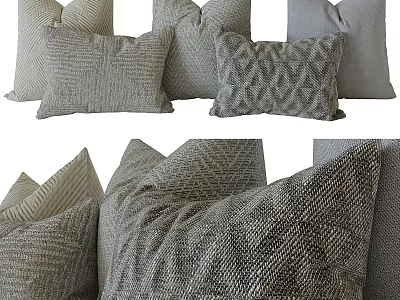Woven Textured Pillows With Geometric Patterns In Neutral Tones For Home Decor 3d model
