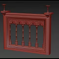 Marble Balustrade with Arched Design and Golden Candlesticks on Sides