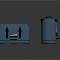 Stylish Blue Kitchen Appliances Toaster And Kettle With Copper Accents For Modern Home Kitchen