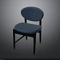 Modern Blue Upholstered Chair With Black Wooden Legs And Gold Accents