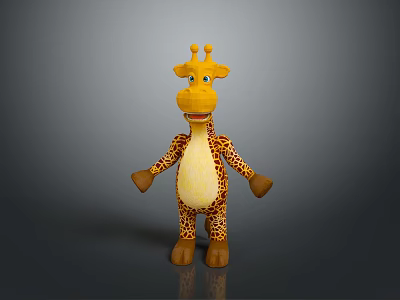 Cartoon Giraffe Plush Toy With Yellow Body Brown Spots And Long Neck 3d model