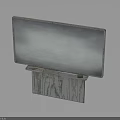 Frosted Gray Display Screen On Wooden Base With Wood Grain And Cable