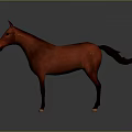 Detailed Red Horse Animal Painting In Standing Pose With Grey Background