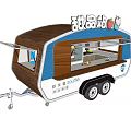 Mobile Commercial Dessert Food Cart With Blue Exterior And Wooden Design