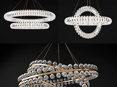 Elegant Modern Crystal Chandelier With Circular Multi Layered Structure And Golden Frame 3d model