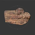 Ancient Rock-Cut Ruins In Red Rock Cliffs Historical Site With Cave Structures