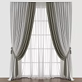 Elegant Gray Curtains With Sheer Panels And Light Filtering Design For Modern Windows 3d model