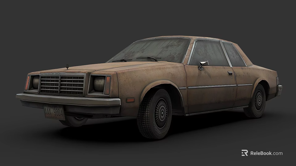 Rusty Old Vintage Car Exterior With Faded Paint And Worn Details 3d model 