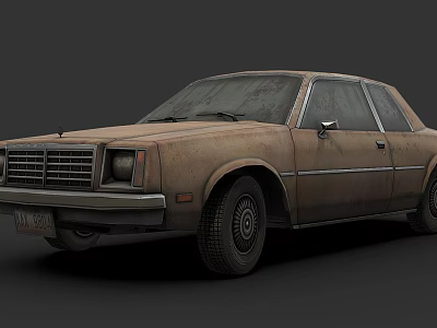 Rusty Old Vintage Car Exterior With Faded Paint And Worn Details 3d model